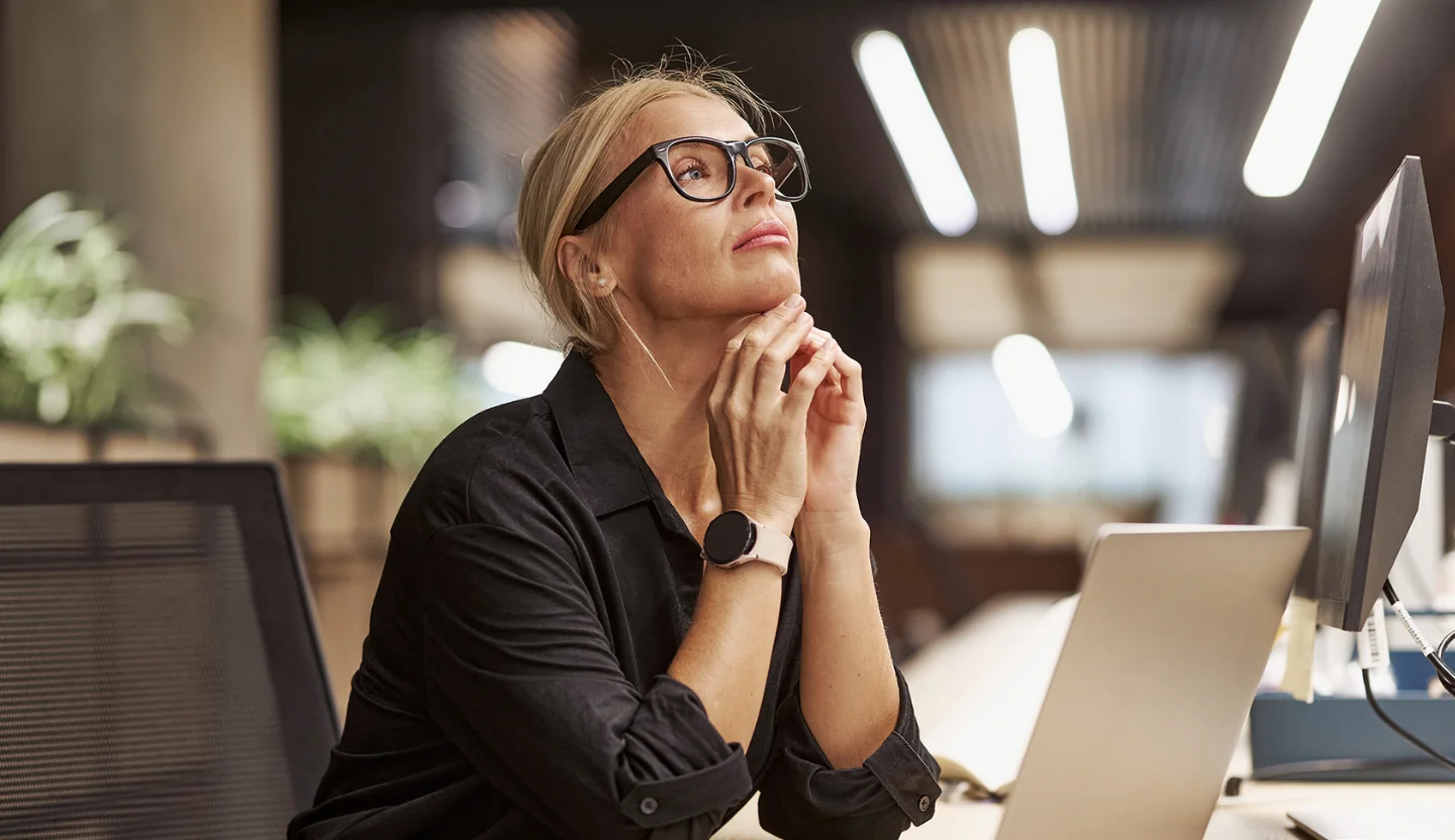 Leader contemplating organizational strategy
