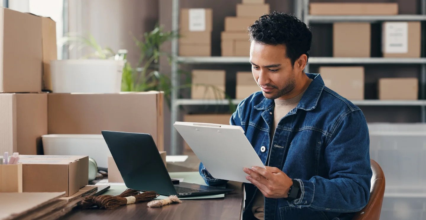 planner reviewing orders