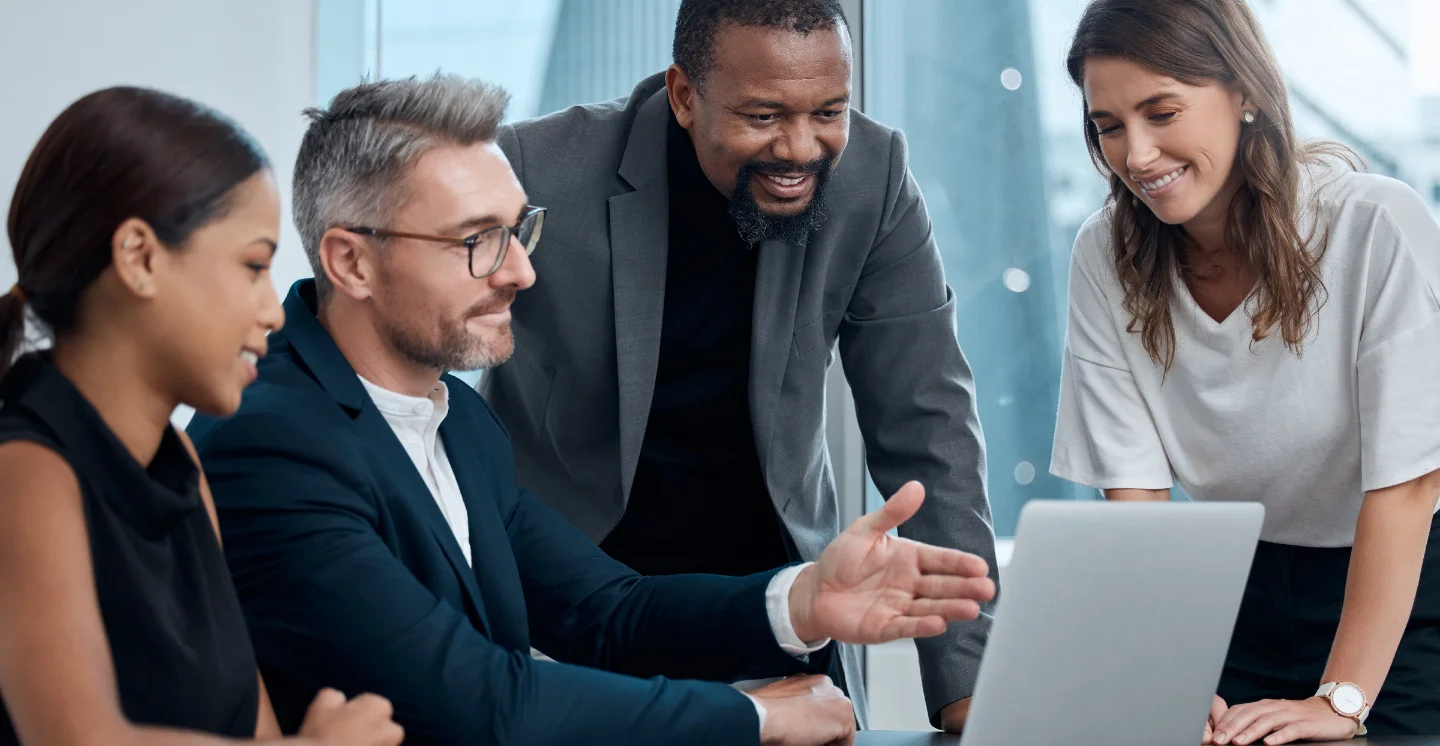 Colleagues reviewing digital data