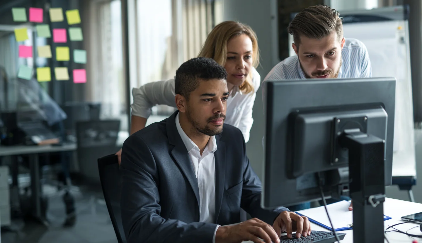 Team reviewing safety data