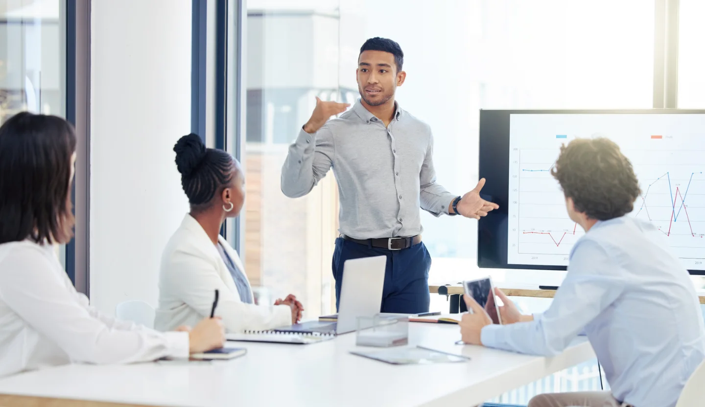 Executive presenting data strategy