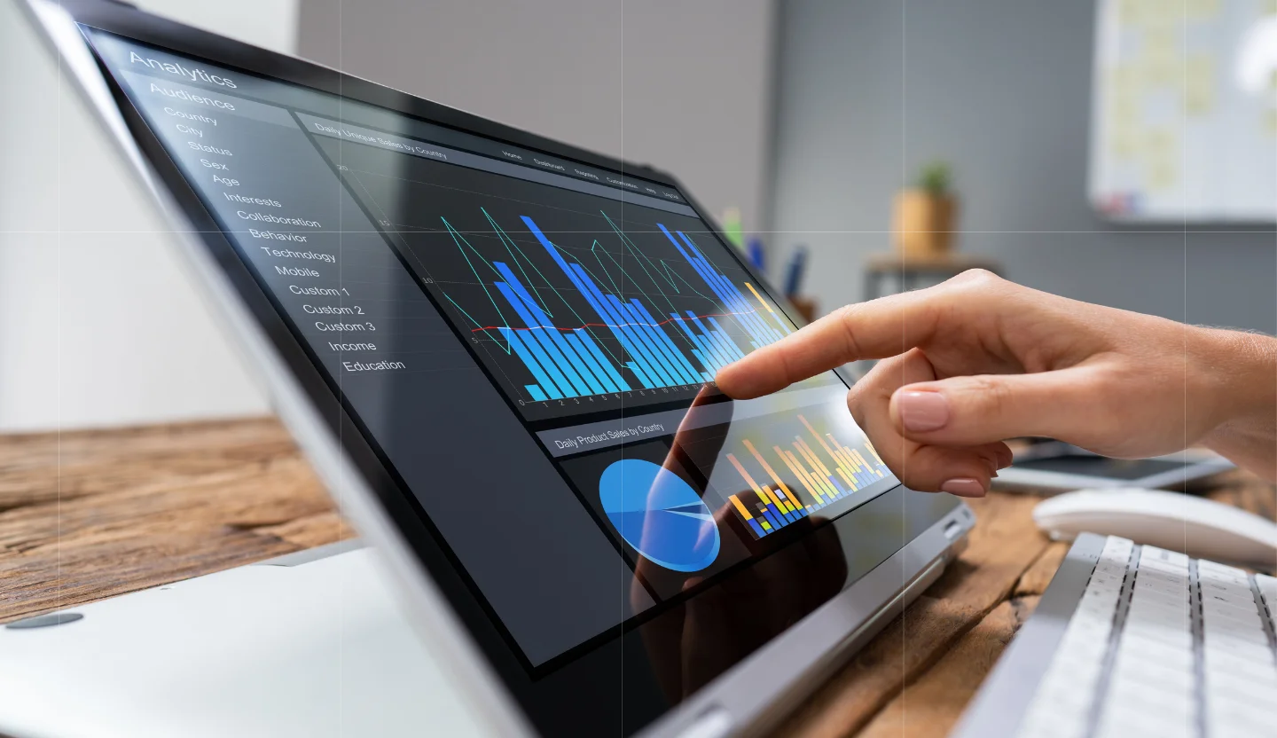 Person reviewing business metrics