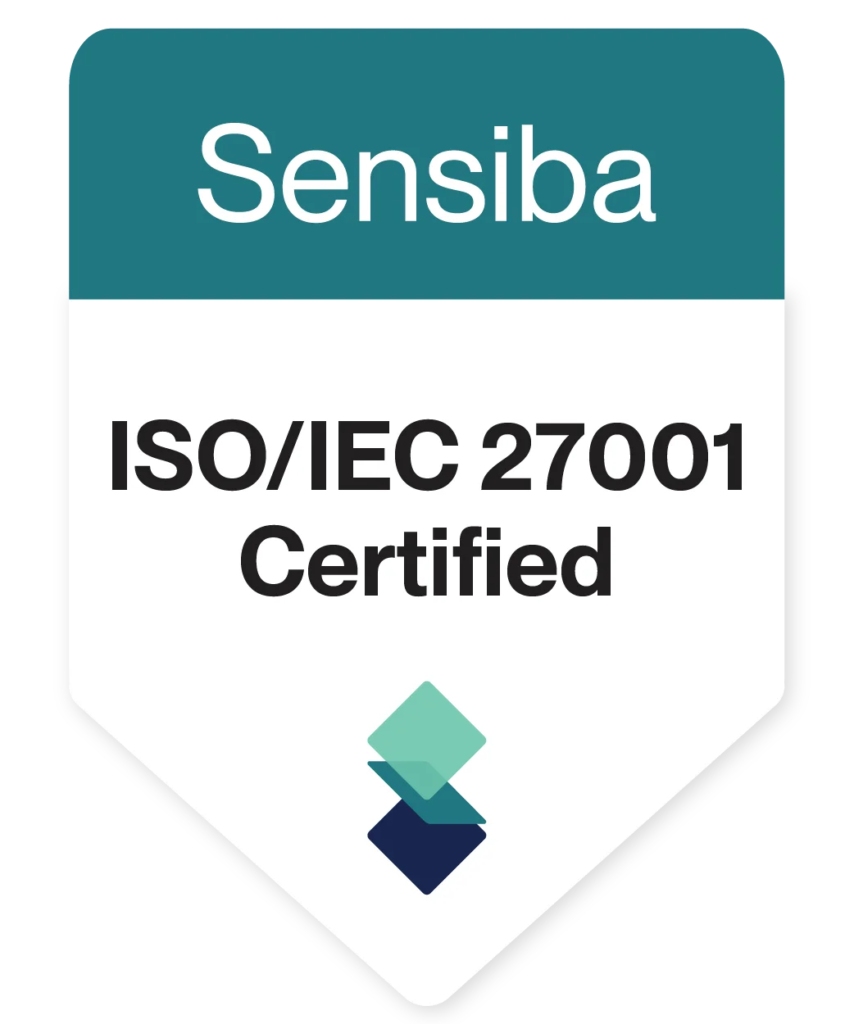 Sensiba ISO/IEC 27001 Certified badge